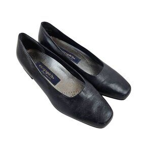 Easy Spirit Womens Size 7.5M Anti Gravity Blue Leather Square Toe Heels Brazil